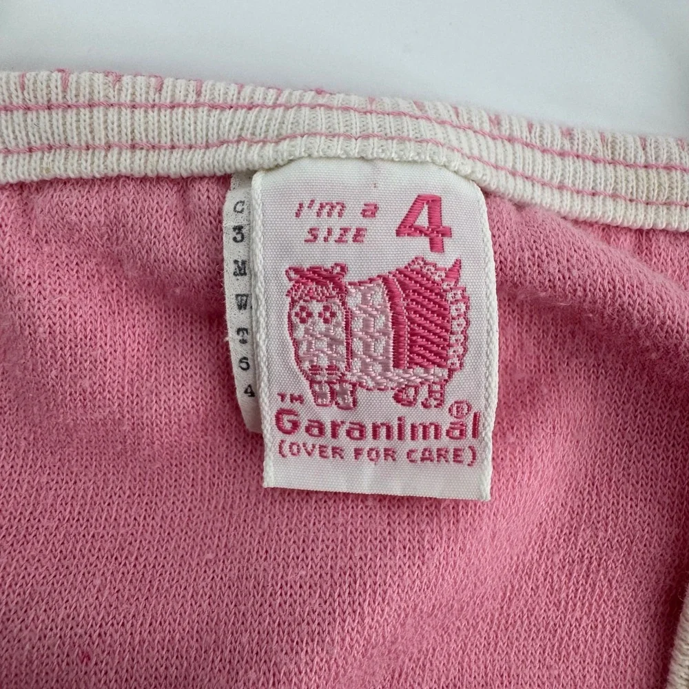 Vintage Garanimals Pink Terry Cloth Short Set 4T Floral Embroidery 2 Piece Retro
